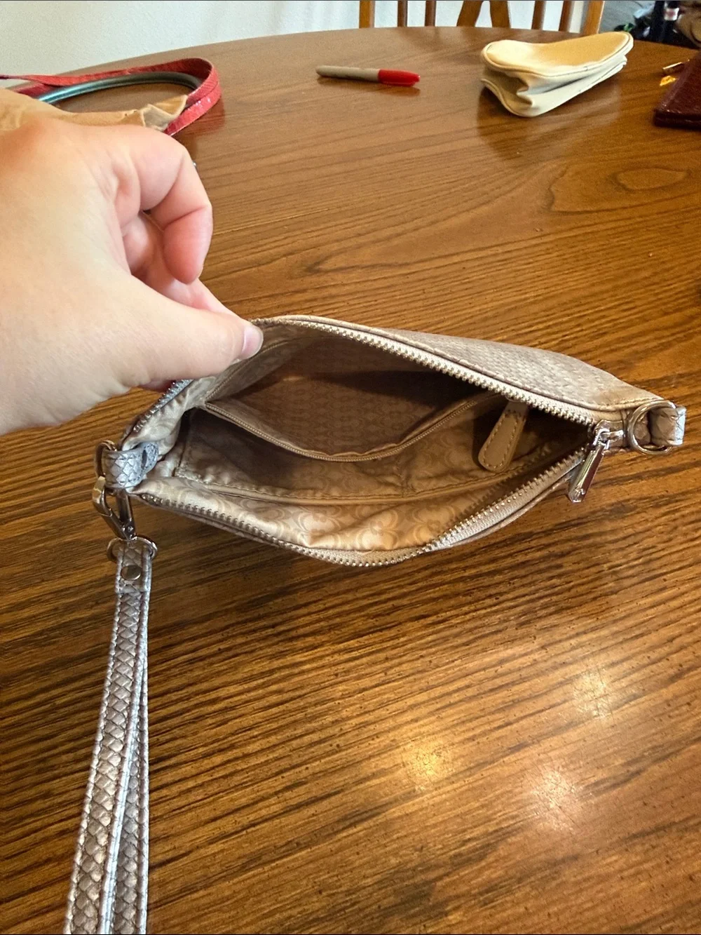 Charming Charlie Silver Textured Wristlet Clutch